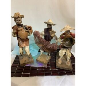 3 VTG Mexico Handmade‎ Folk Art Paper Mache Working Living  13" EB Mano